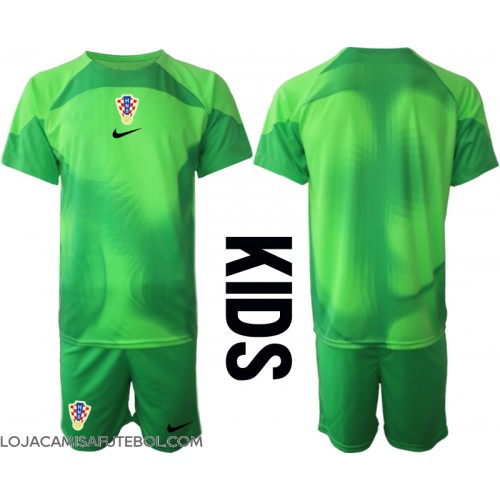 Camisa de Futebol Croácia Goleiro Equipamento Principal Infantil Mundo 2022 Manga Curta (+ Calças curtas)